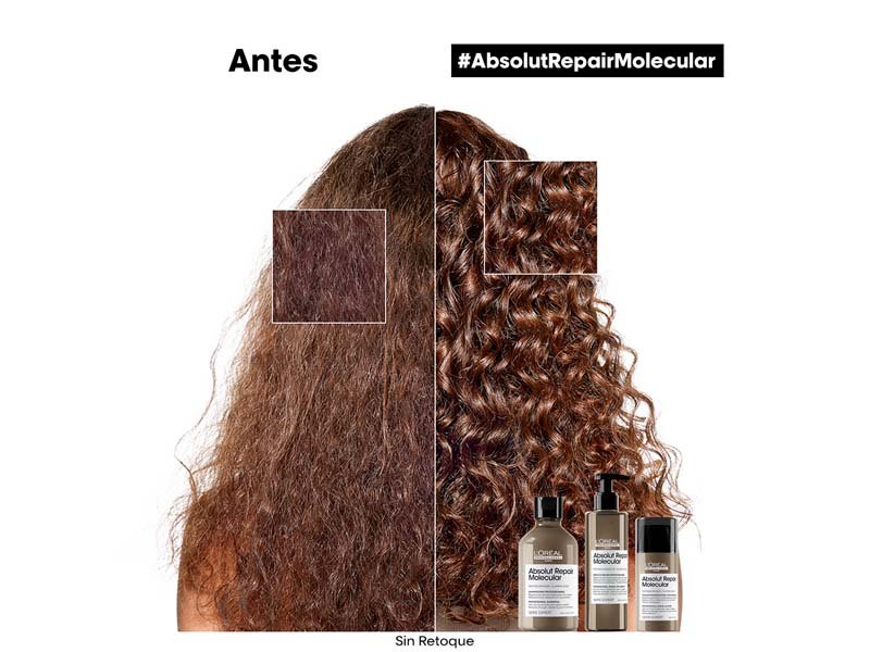 Antes y despues de reparar tu cabello dañado rapido con Absolut Repair